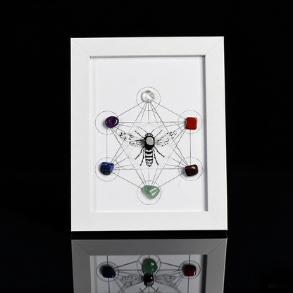 Metatron Hexagon Raw Crystal Frame/Sun & Moon Bee Frame
