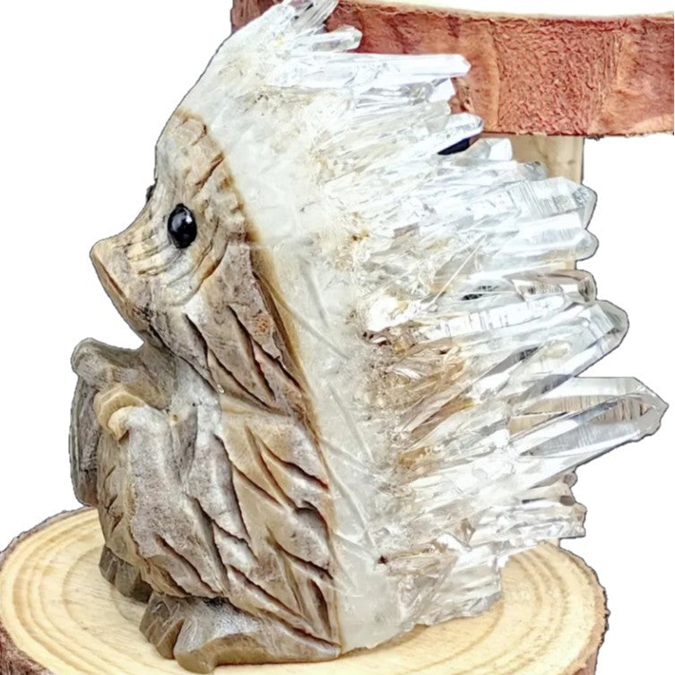 Hot Selling Natural Crystal Hand-Carved Crystal Cluster Hedgehog Crystal Pet Home Creative Decoration Ornaments