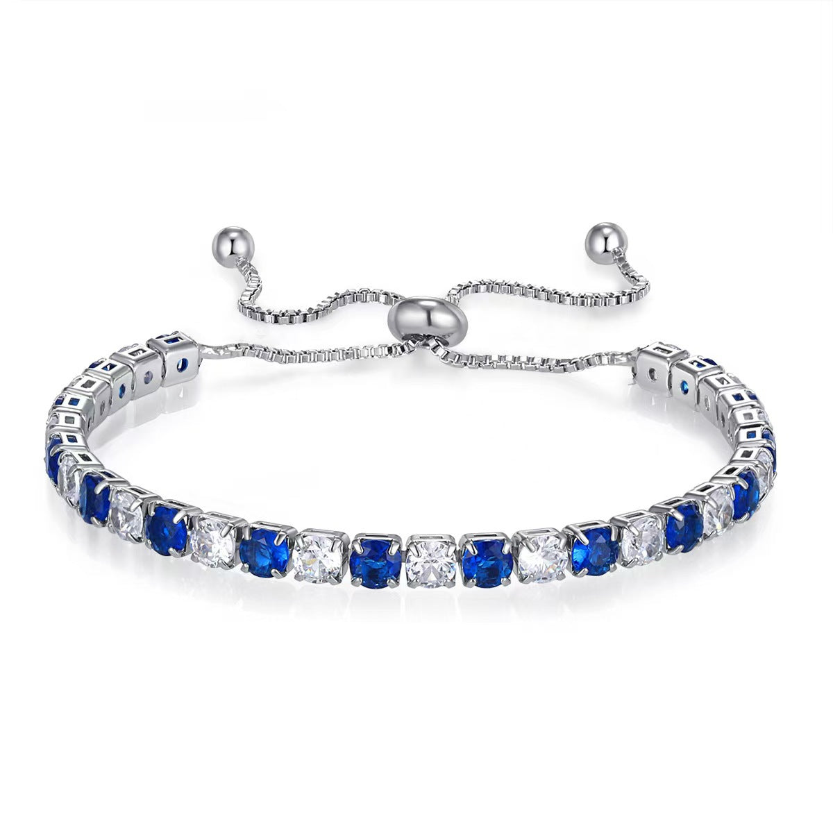 Colorful Zircon Tennis Bracelet Set – White Gold Finish