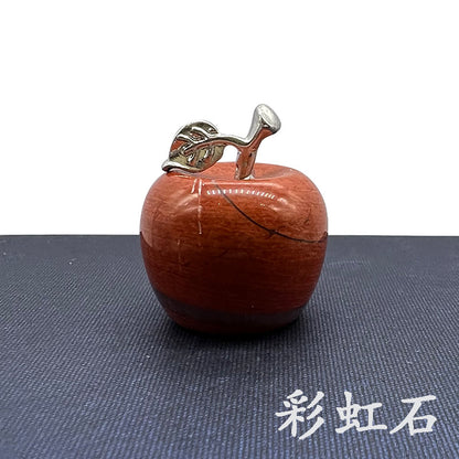 Hot Selling Natural Crystal Agate Jade12Colorful Apple Small Ornaments Peaceful Christmas Gifts