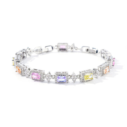 Cross Inlaid Colorful Zircon Bracelet