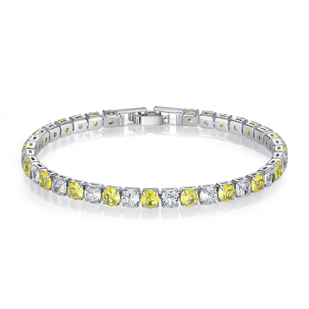 Colorful Zircon Tennis Bracelet Set – White Gold Finish