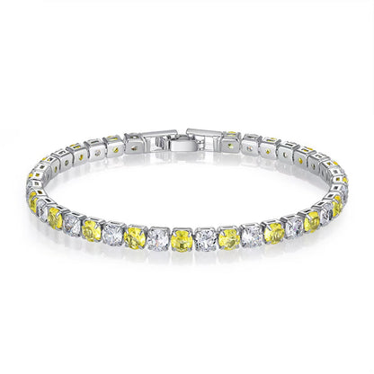 Colorful Zircon Tennis Bracelet Set – White Gold Finish