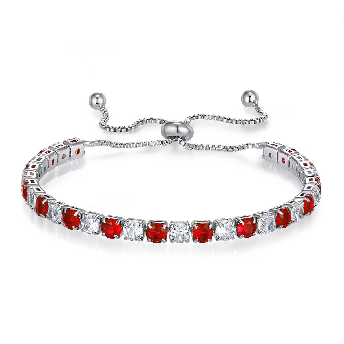 Colorful Zircon Tennis Bracelet Set – White Gold Finish