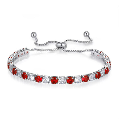 Colorful Zircon Tennis Bracelet Set – White Gold Finish