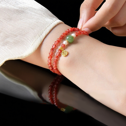 Fortune Red Agate Bracelet Natural Baoshan – Women’s Jade Amulet Bracelet