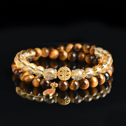 Natural Strawberry Quartz Double Circle Bracelet – Elegant Women’s Jewelry