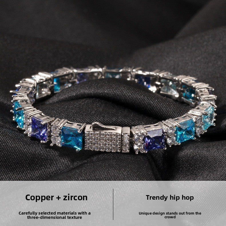 Blue Purple Gemstone Bracelet – Hip-Hop Style