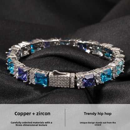 Blue Purple Gemstone Bracelet – Hip-Hop Style