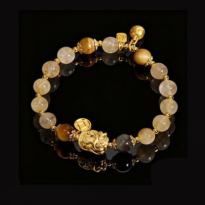 Rutilated Quartz & Tiger Eye Bracelet – Attract Wealth & Positive Energy