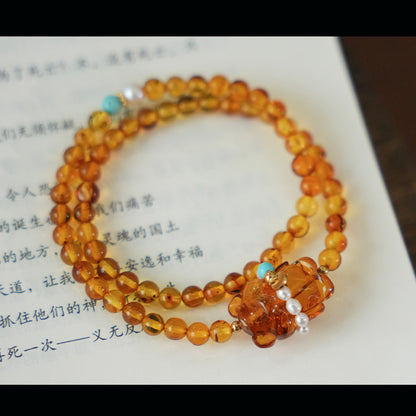 Original Chinese-Style Amber Bracelet · Sweet Heart & Serenity