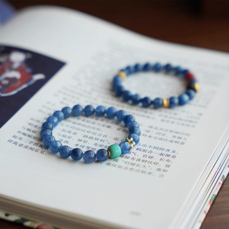 Original Chinese-Style Bracelet – Kyanite & Turquoise for Serenity & Fortune