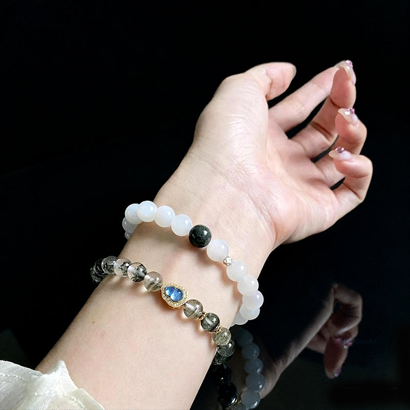 Natural Green Phantom & Blue Sapphire Gourd Bracelet – Abundance & Prosperity
