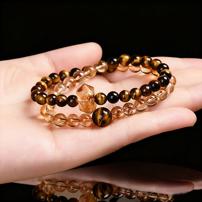 Natural Citrine & Tiger Eye Double-Wrap Bracelet – Wealth & Prosperity