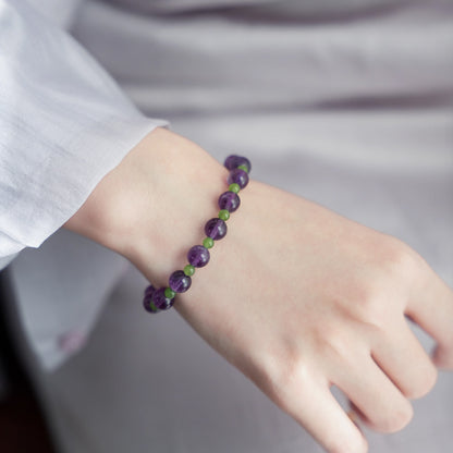 Natural Amethyst & Hetian Jade Bracelet – Balance, Wisdom & Prosperity