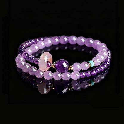 Natural Strawberry Quartz Fortune Bead Bracelet – Twin-Strand Design