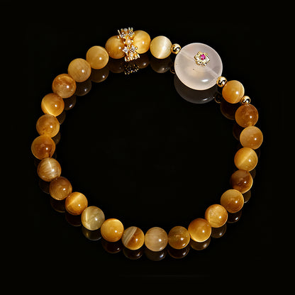 Natural Golden Tiger Eye & Jade Bracelet – Protection & Prosperity