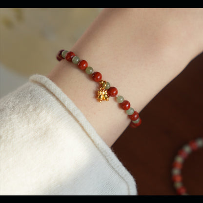 Natural Jade & South Red Agate Bracelet – Dual Dream of Balance