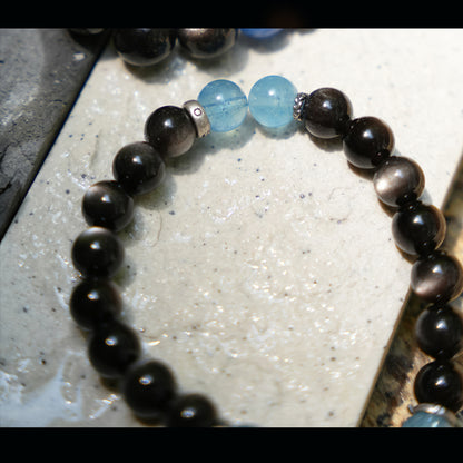 Obsidian & Blue Stone Bracelet – For Calm and Connection