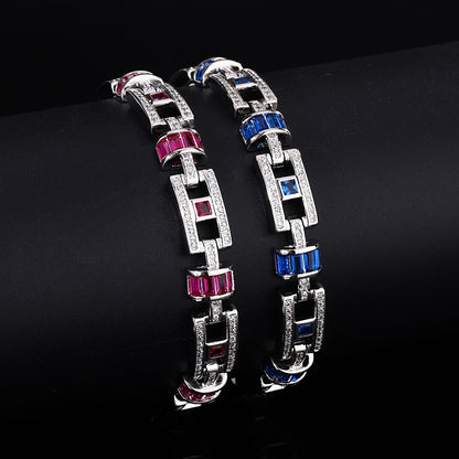Square Ruby Cloisonné Bracelet – Luxury Style
