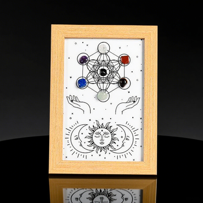 Metatron Hexagon Raw Crystal Frame/Sun & Moon Bee Frame