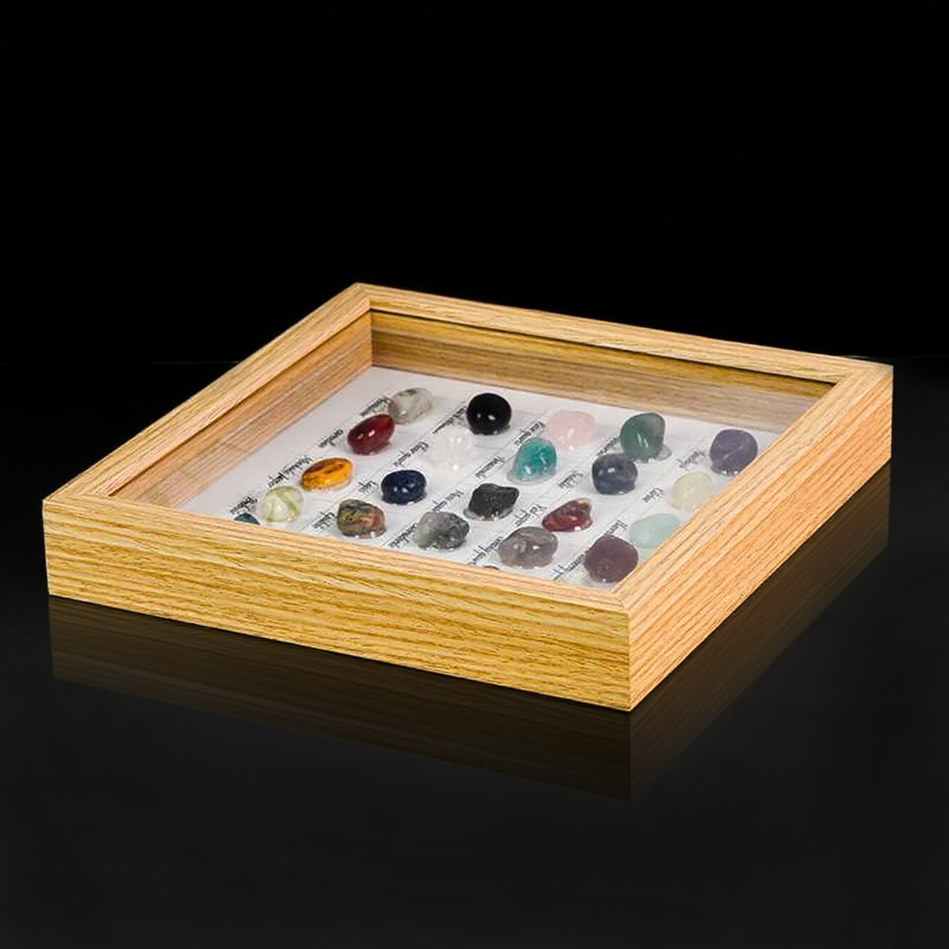 25-Color Polished Rainbow Crystal Raw Stone Frame