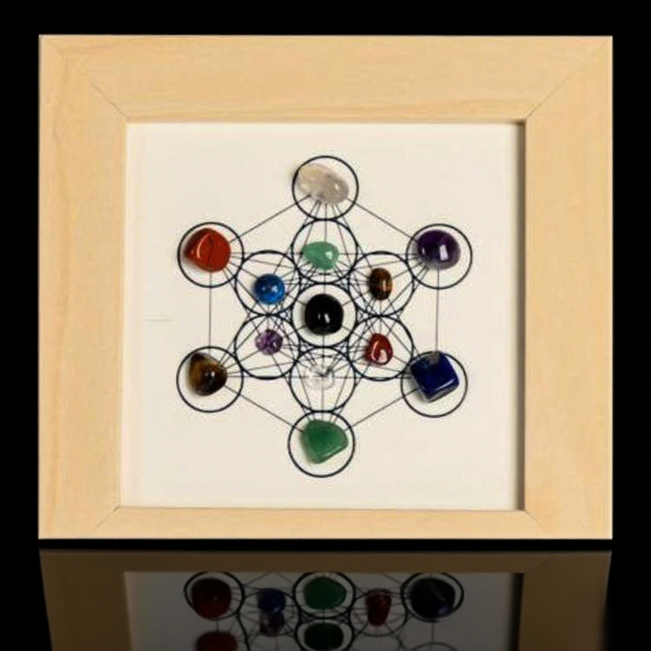 Metatron’s Cube Hexagon Crystal Frame – Natural Stone Art