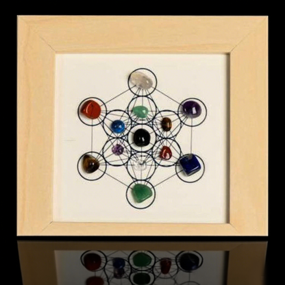 Metatron’s Cube Hexagon Crystal Frame – Natural Stone Art