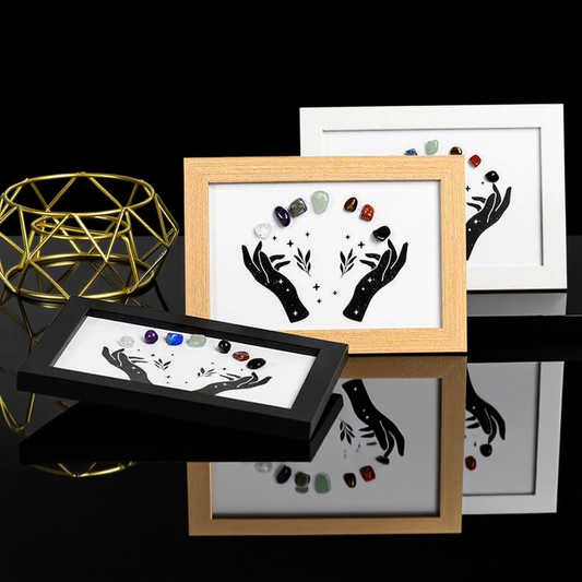 Seven Chakras Crystal Hands Frame – Rainbow Raw Stones