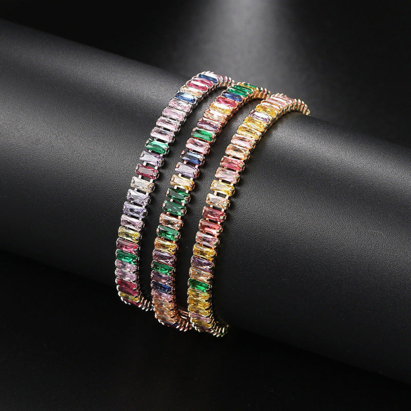 Single Row Colorful Zircon Tennis Bracelet
