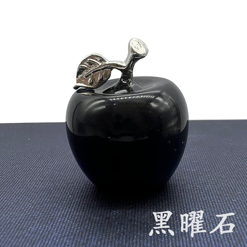 Hot Selling Natural Crystal Agate Jade12Colorful Apple Small Ornaments Peaceful Christmas Gifts