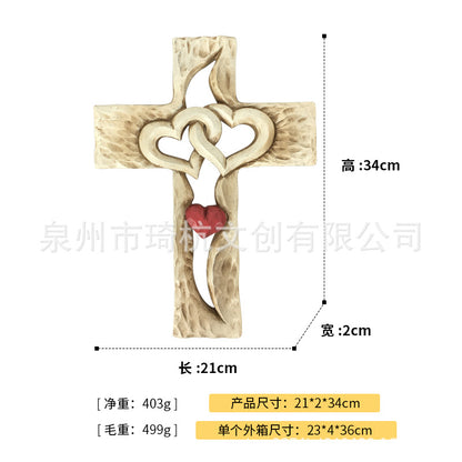 Hot Selling Creative Heart Cross Ornament for Home Study Room Living Room Dining Room Desktop Double Heart Decorative Ornament