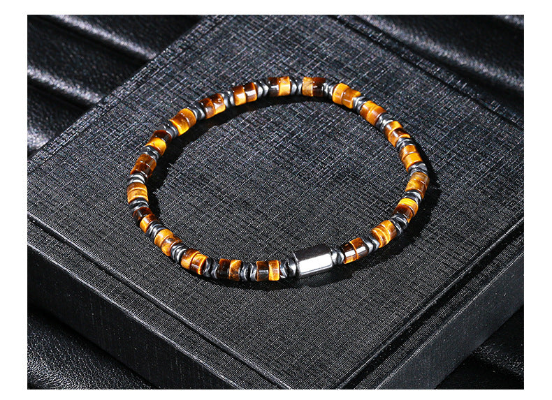 Black Stone & Yellow Tiger Eye Bracelet – Unisex