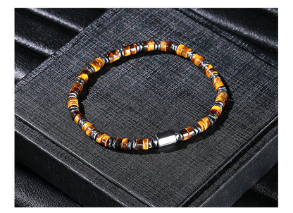 Black Stone & Yellow Tiger Eye Bracelet – Unisex