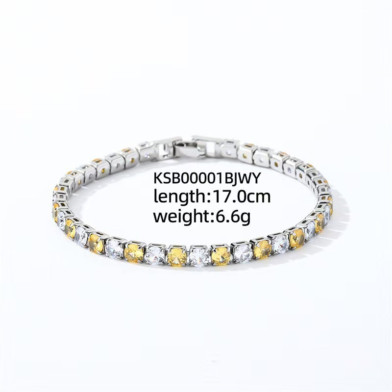 Colorful Zircon Tennis Bracelet Set – White Gold Finish