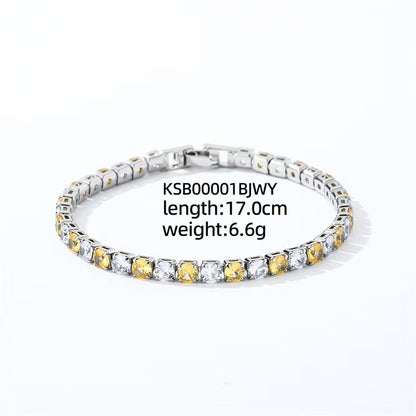 Colorful Zircon Tennis Bracelet Set – White Gold Finish