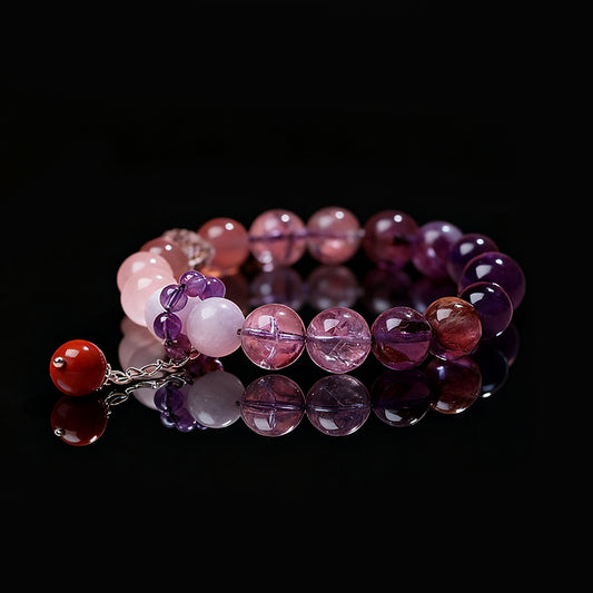 Handcrafted Amethyst & Crystal Bracelet – Good Fortune & Protection for Men & Women