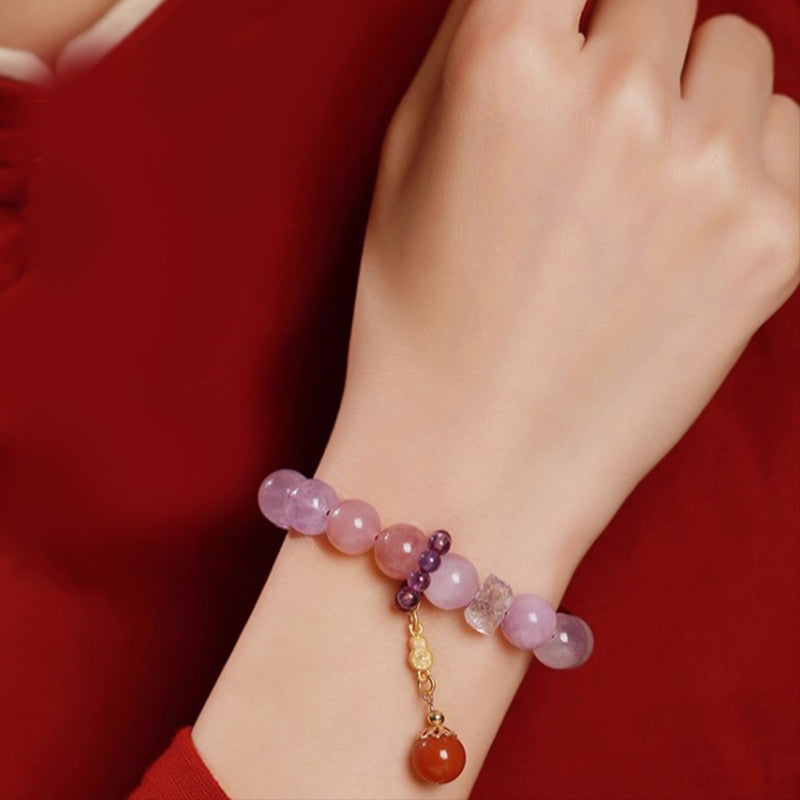 Handcrafted Amethyst & Crystal Bracelet – Good Fortune & Protection for Men & Women