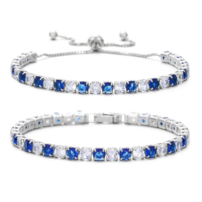 Colorful Zircon Tennis Bracelet Set – White Gold Finish