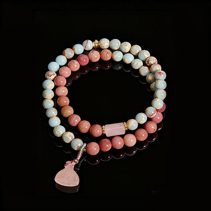 Shoushan & Red Vein Stone Double-Wrap Bracelet – Modern Luxury for Women