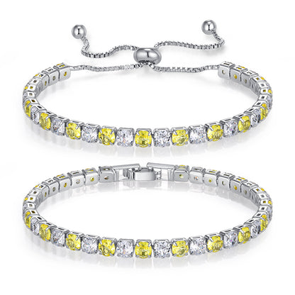 Colorful Zircon Tennis Bracelet Set – White Gold Finish