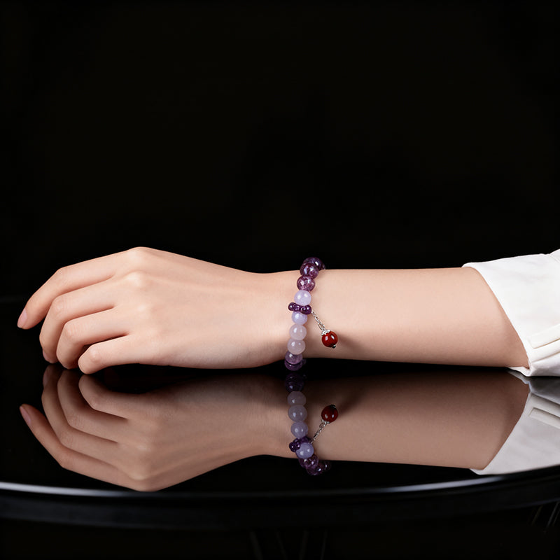 Handcrafted Amethyst & Crystal Bracelet – Good Fortune & Protection for Men & Women