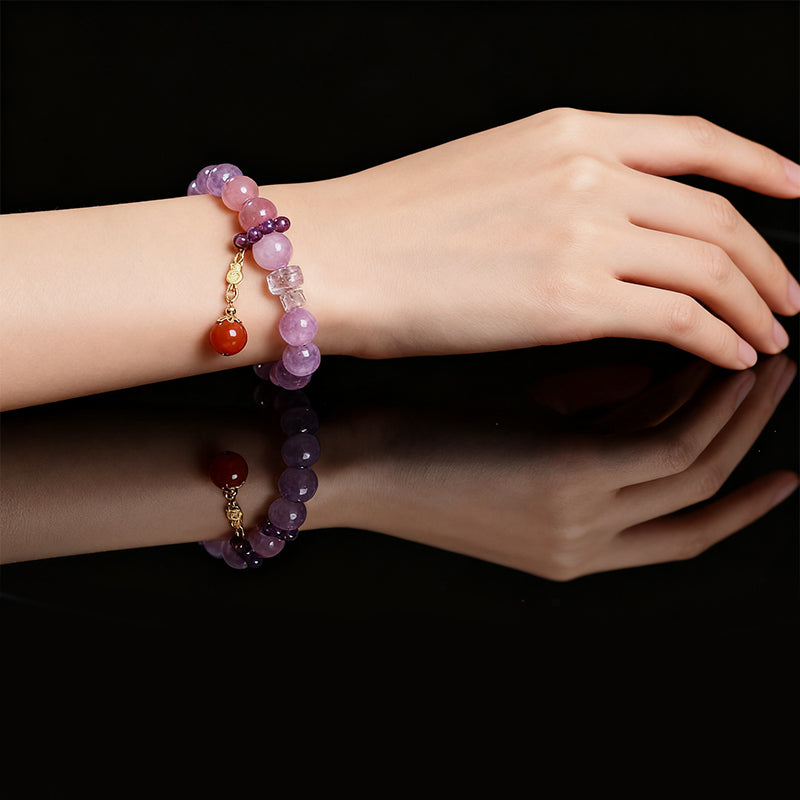 Handcrafted Amethyst & Crystal Bracelet – Good Fortune & Protection for Men & Women