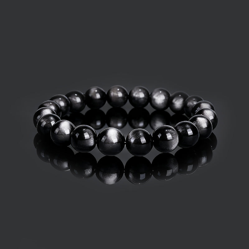 Handcrafted Obsidian Bracelet with Silver/Gold Accents – Protection & Fortune