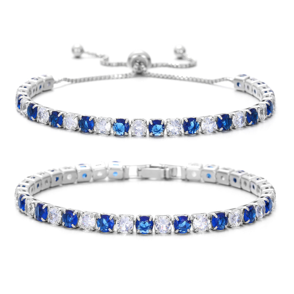Colorful Zircon Tennis Bracelet Set – White Gold Finish