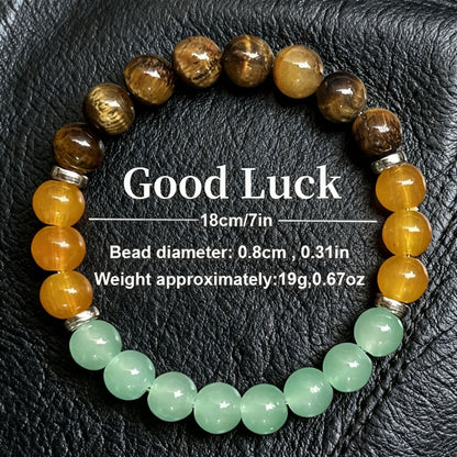 Natural Stone Beaded Bracelet – Tiger Eye & Amethyst