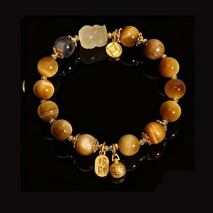 Rutilated Quartz & Tiger Eye Bracelet – Attract Wealth & Positive Energy