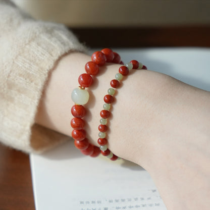 Natural Jade & South Red Agate Bracelet – Dual Dream of Balance