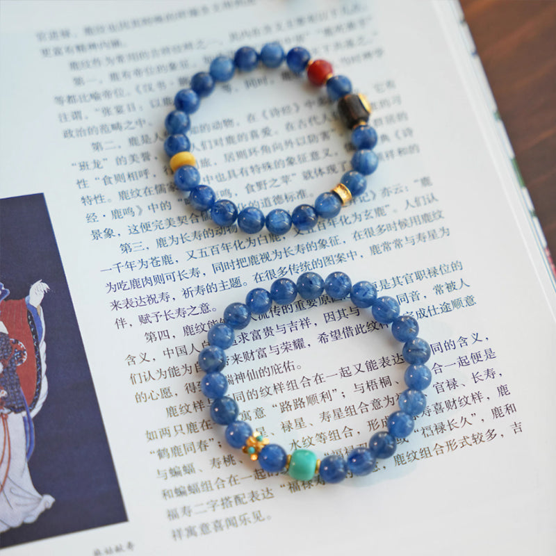 Original Chinese-Style Bracelet – Kyanite & Turquoise for Serenity & Fortune