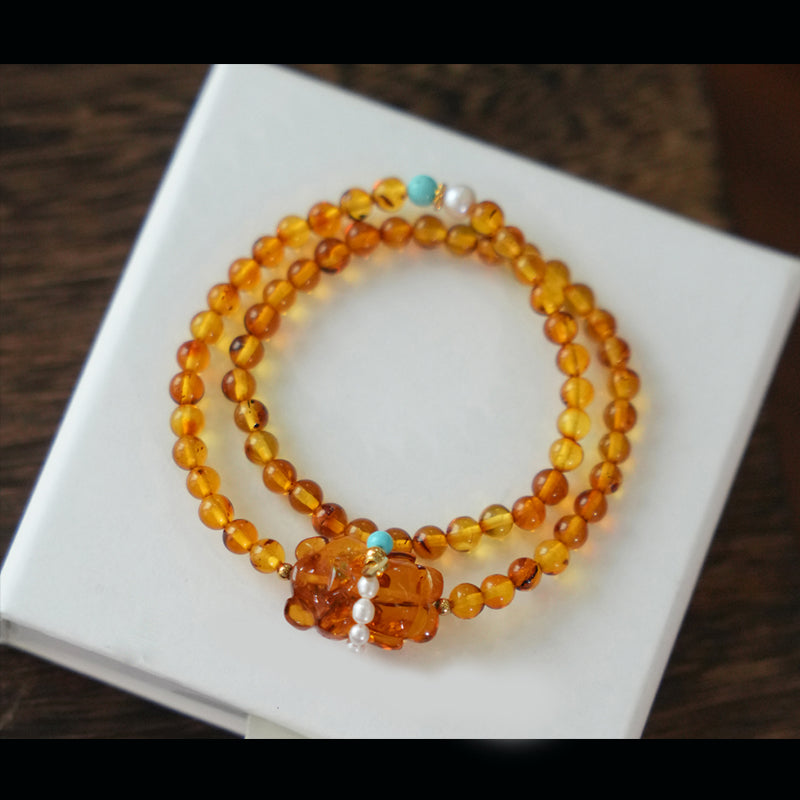 Original Chinese-Style Amber Bracelet · Sweet Heart & Serenity